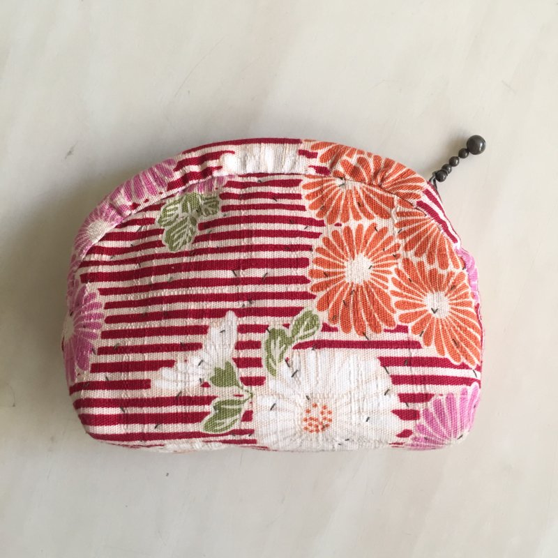 /日式菊花/贝壳零钱包 - 零钱包 - 棉．麻 红色