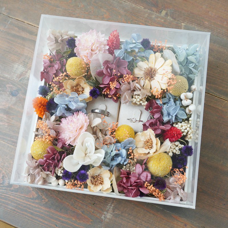 【压克力系列】求婚对戒永生花礼盒 - 干燥花/捧花 - 植物．花 