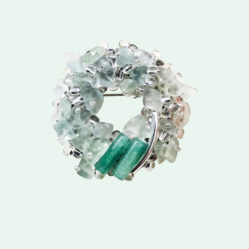 【母亲节礼物】和风精致半宝石胸针 水晶翡翠胸针 手工胸针 - 胸针 - 宝石 绿色