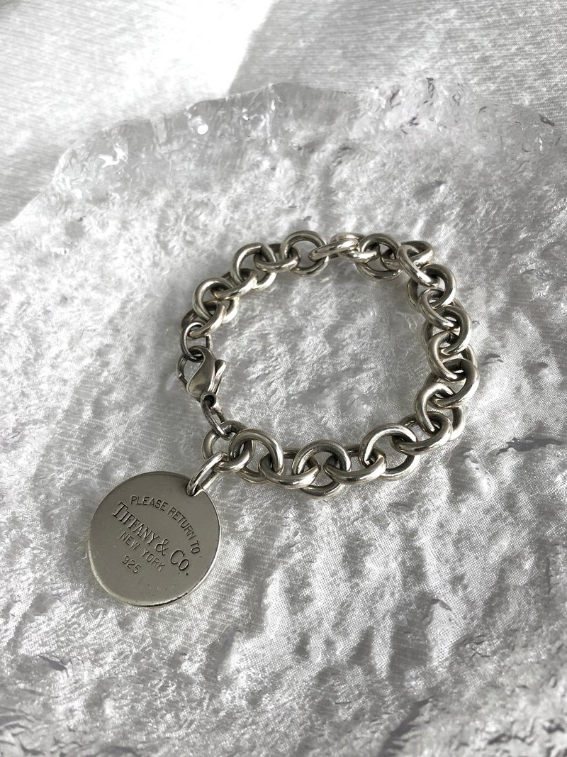 【日本直送 名牌二手包】Tiffany & Co. Return to Tiffany 手链 银色圆形坠饰 925SILVER vintage tcdnp5 - 手链/手环 - 纯银 银色