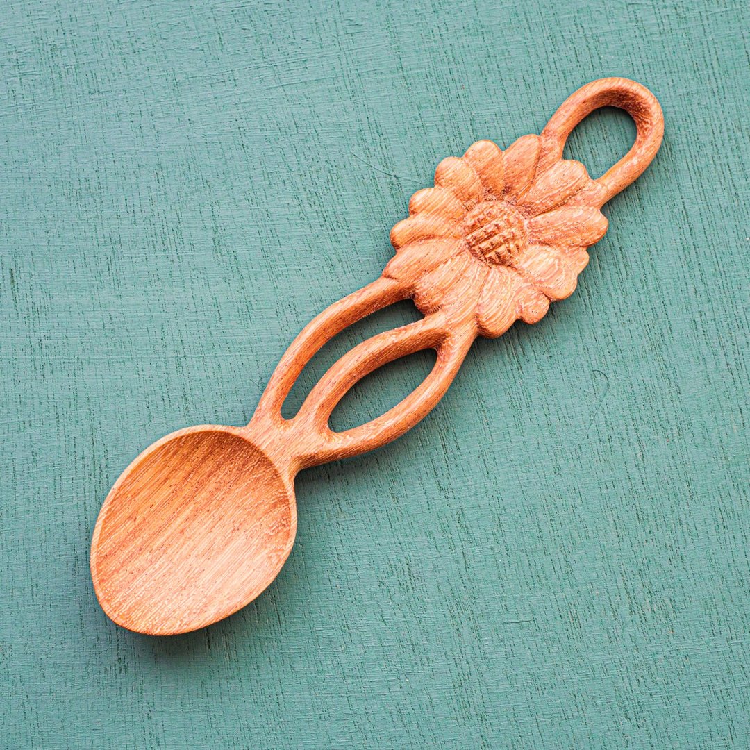 Plant type wooden spoon / one flower - 餐刀/叉/匙组合 - 木头 