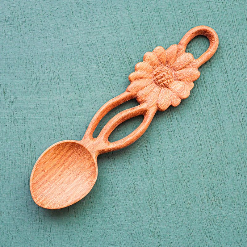 Plant type wooden spoon / one flower - 餐刀/叉/匙组合 - 木头 