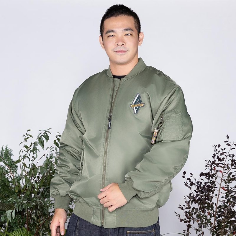 【图腾系列】守护神布章绣MA-1飞行外套 - 男装外套 - 聚酯纤维 绿色