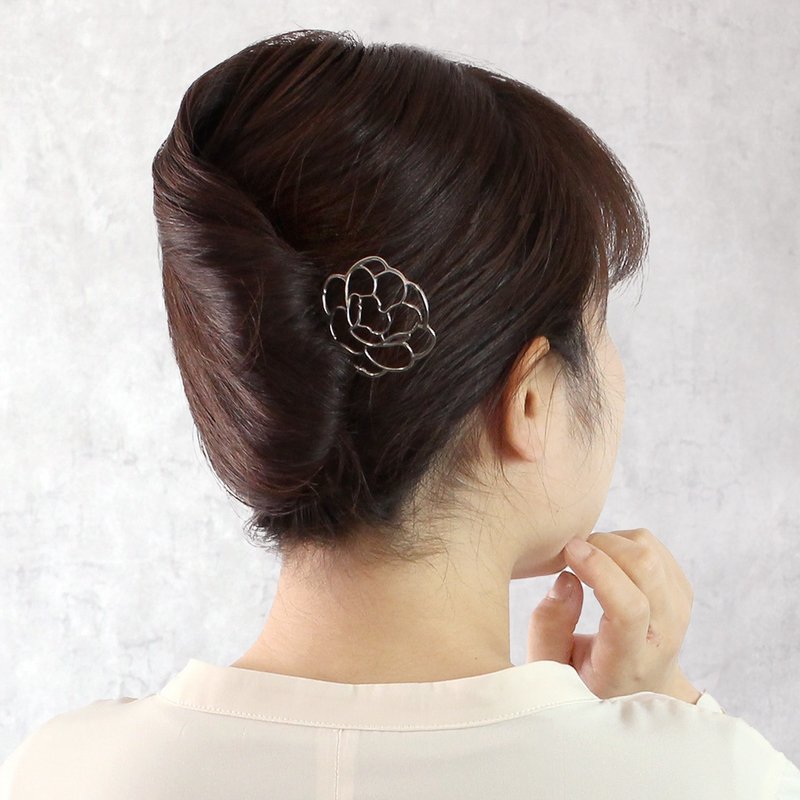 KANZASHI Hair pin  【花与四季 / 八重樱】 - 发饰 - 其他金属 银色