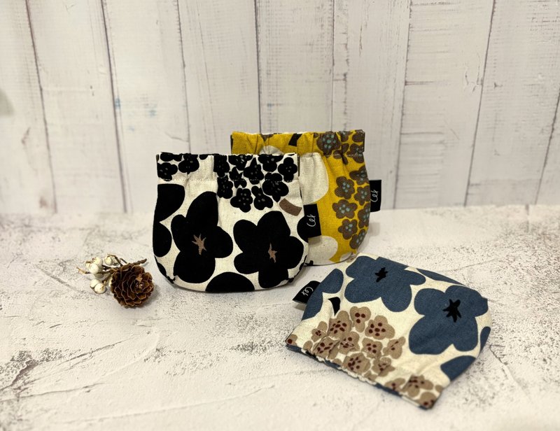 10cm 弹片口金小物袋-晨曦花影 - 零钱包 - 棉．麻 