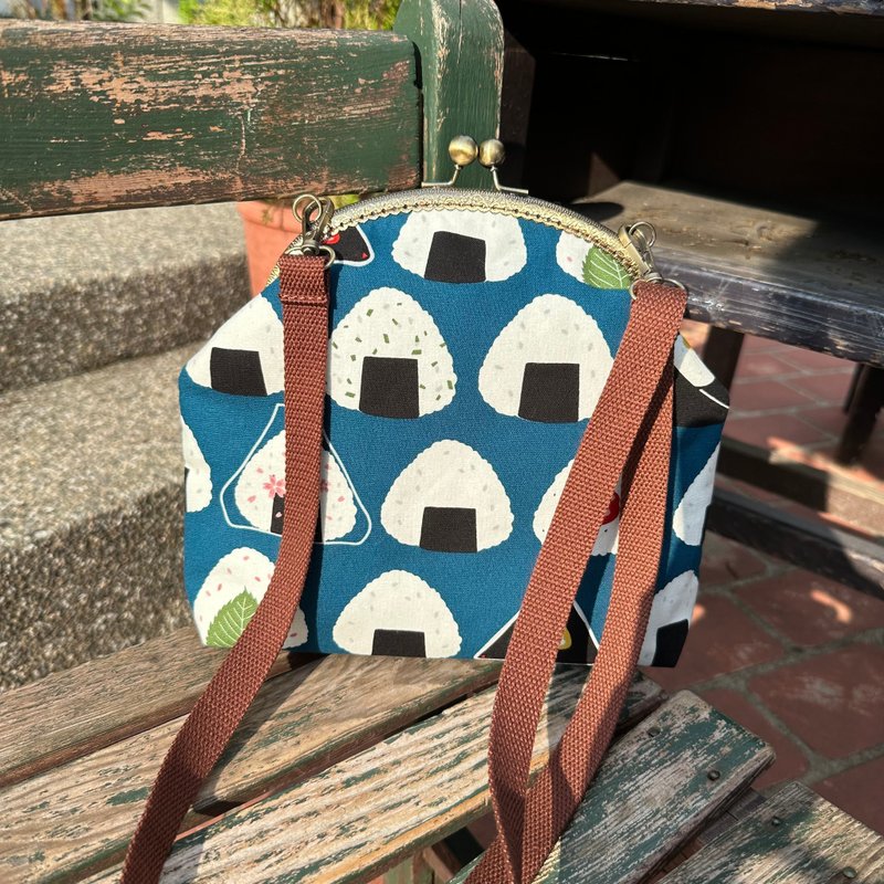 饭团口金包【情人节礼物】 - 侧背包/斜挎包 - 棉．麻 蓝色