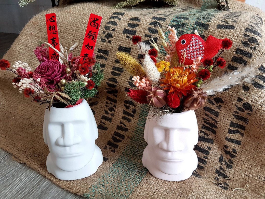海藏设计│复活岛摩艾也要过新年/干燥花盆 / - 植栽/盆栽 - 植物．花 银色