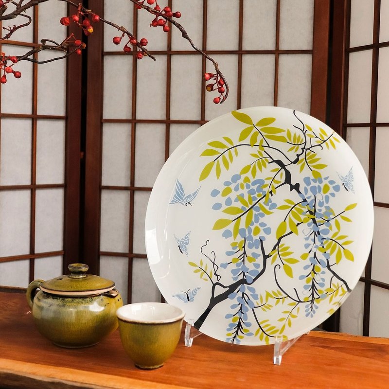 【舞蝶花园圆盘】点心盘│餐盘│衬盘│茶盘 - 盘子/餐盘/盘架 - 玻璃 透明