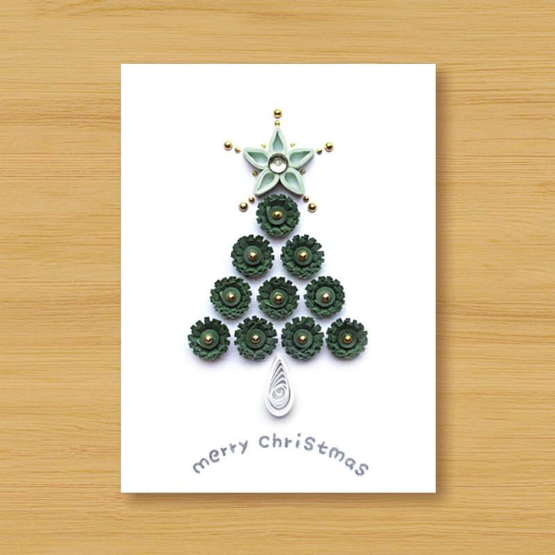手工卷纸立体卡片 _ 典雅祝福圣诞树 ..... 圣诞卡 - 卡片/明信片 - 纸 绿色