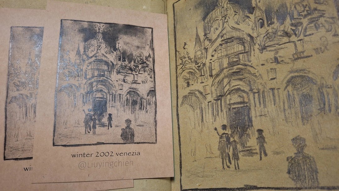 winter 2002 venezia 意大利威尼斯圣马可广场教堂旅行写生明信片 - 卡片/明信片 - 纸 卡其色