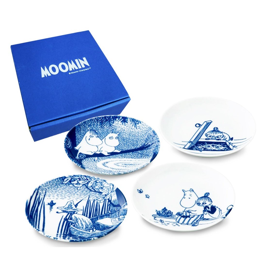 【日本山加yamaka】日本制噜噜米彩绘陶瓷浅盘礼盒4入组 2700-190 - 盘子/餐盘/盘架 - 瓷 白色