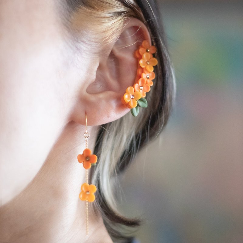 桂花 耳骨夹 / 耳环 / 耳勾 / 耳夹 - 耳环/耳夹 - 粘土 橘色