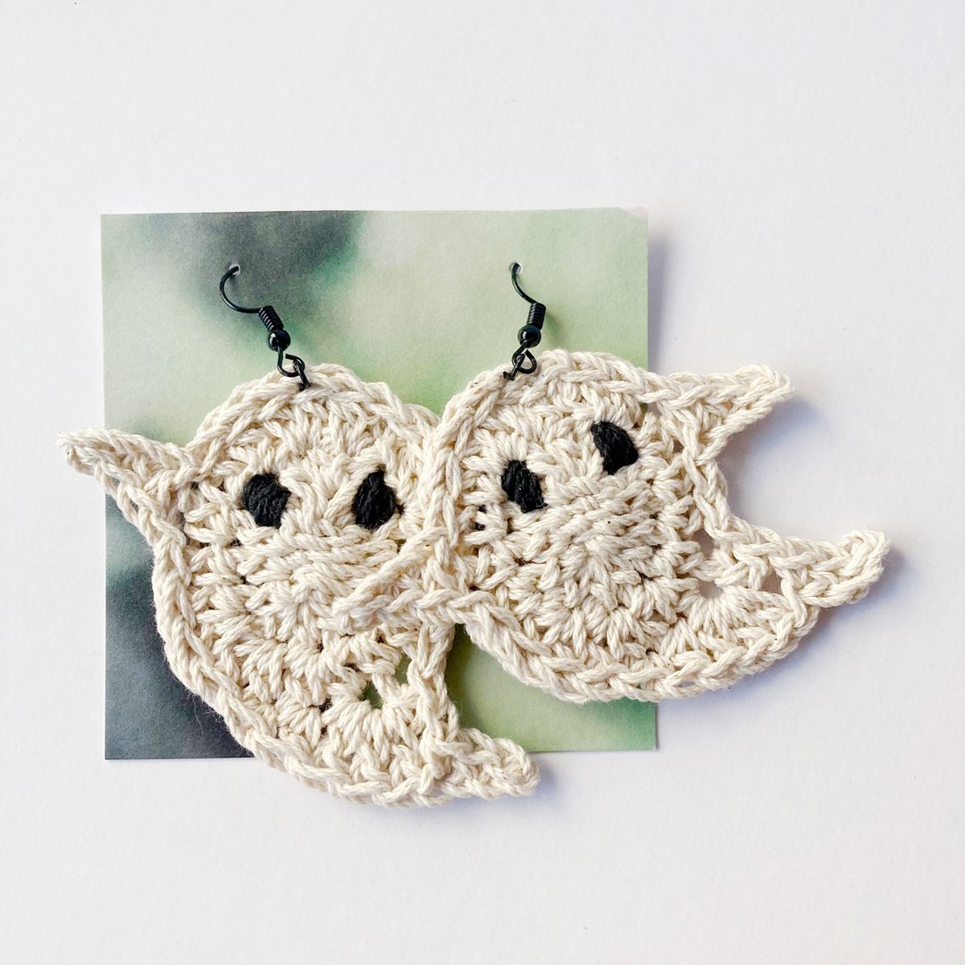 你这个可爱鬼 编织耳环 Crochet Statement Earring 单只/一对 - 耳环/耳夹 - 棉 白色