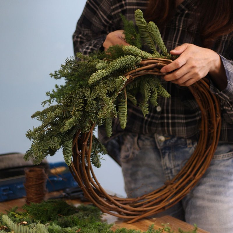 圣诞限定 新鲜花材圣诞花圈 花艺手作体验课程 - 植栽 - 植物．花 
