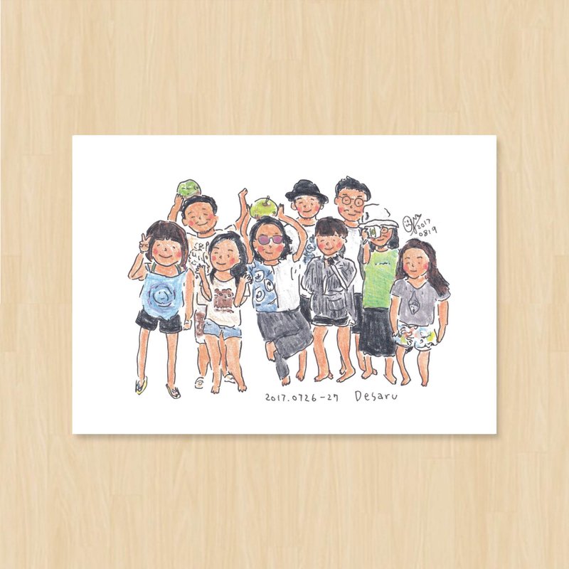 插画人像似颜绘 / 多人 / 句点明信片 - 订制画像 - 纸 多色