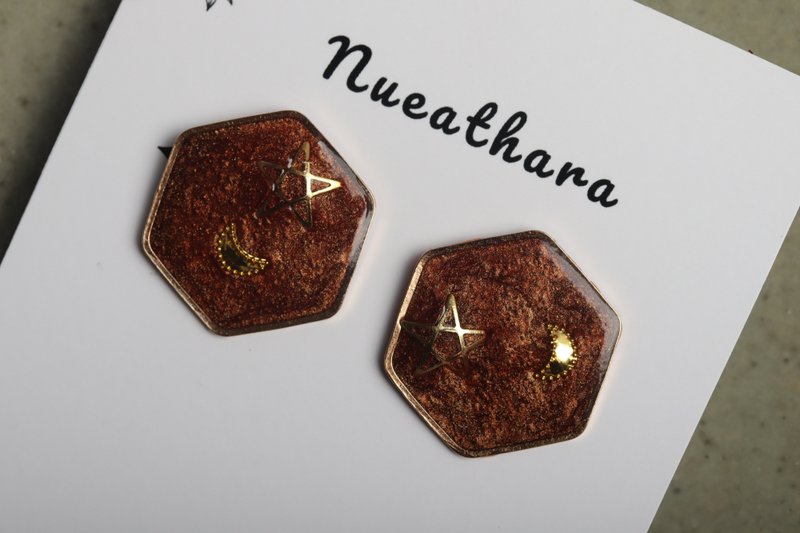 Handmade Dry Pressed Flower Resin Earrings, Real Flower Jewelry - 耳环/耳夹 - 植物．花 咖啡色