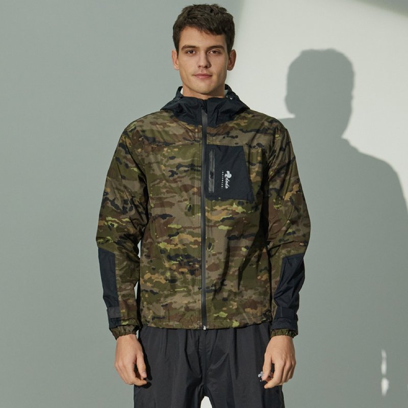 漫旅风雨外套组(成套式雨衣裤)-迷彩 - 男装外套 - 尼龙 绿色