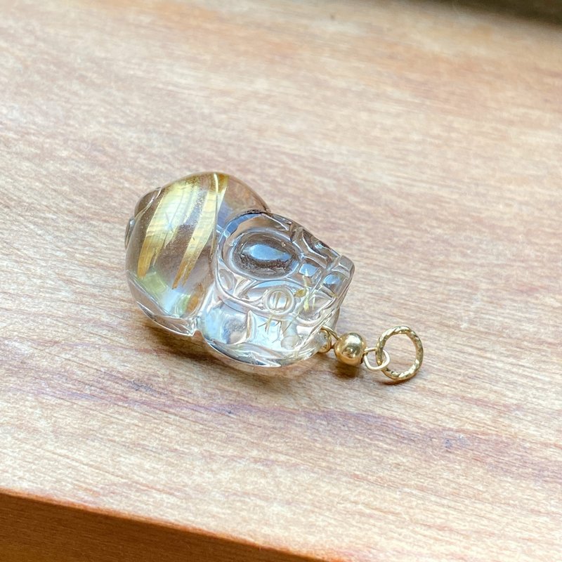 Emerald gift。拈翠-钛金招财貔貅坠子-板钛 - 戒指 - 宝石 金色