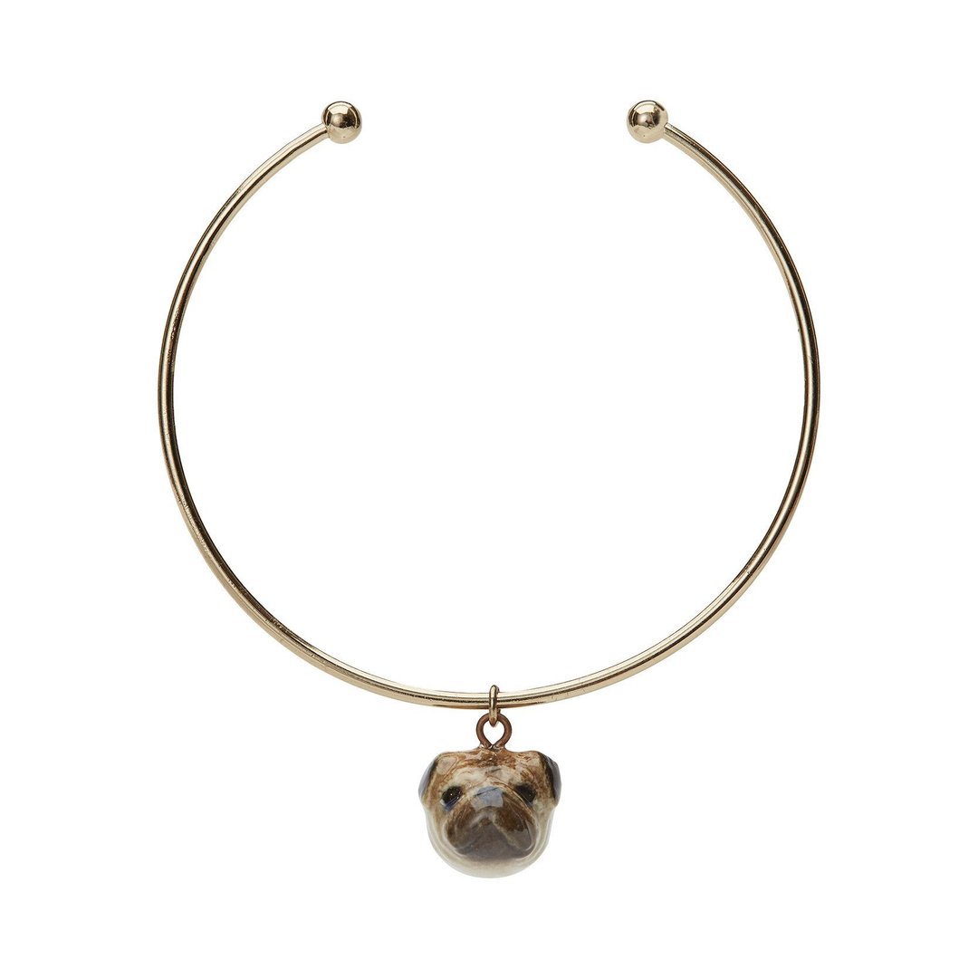 AndMary 手镯-巴哥犬 礼盒装 Pug Charm Bangle - 手链/手环 - 瓷 咖啡色