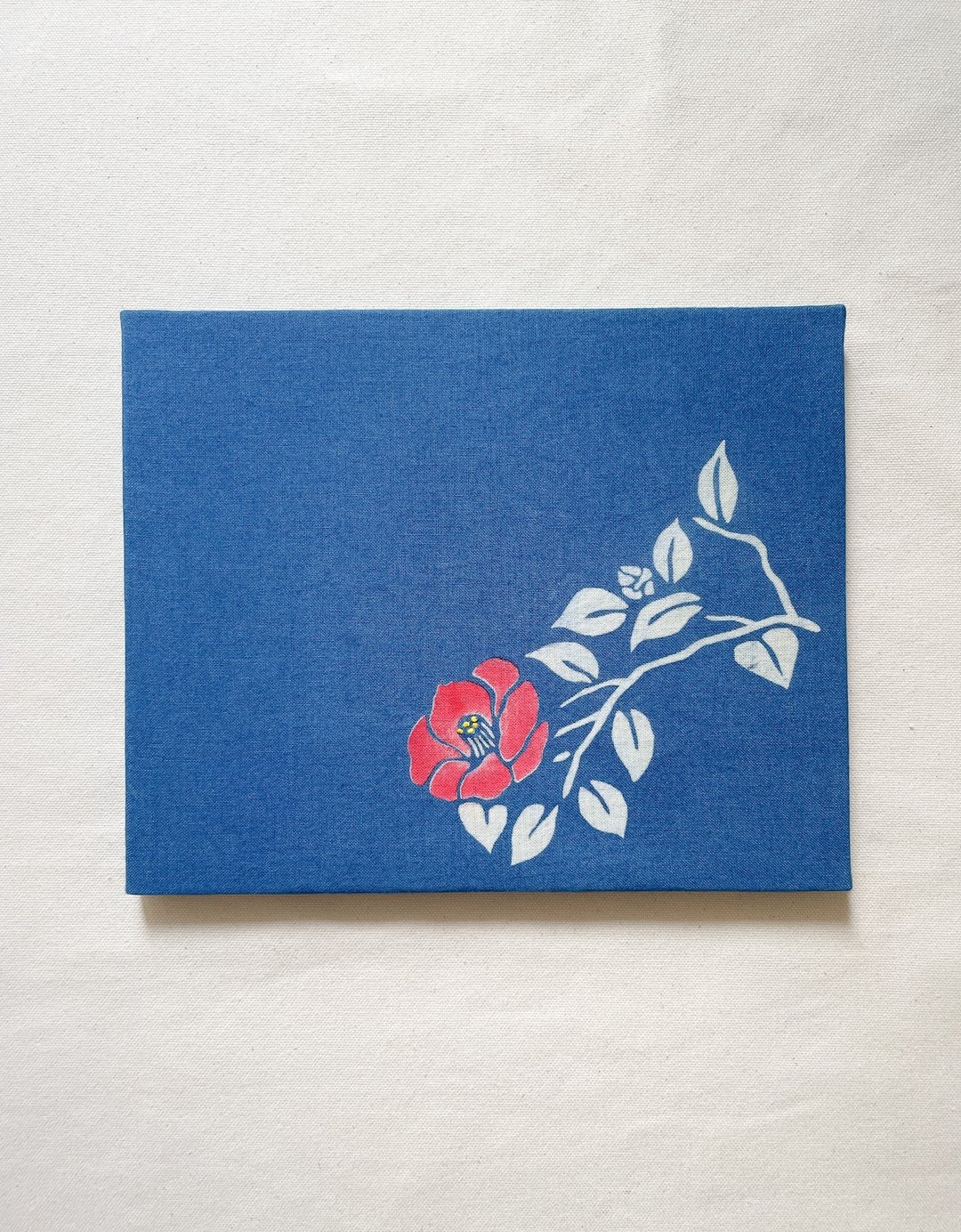 日本制 JAPANBLUE 山茶花 Camellia aizome art 靛蓝染 蓝染织品艺术 型折染 - 墙贴/壁贴 - 棉 蓝色