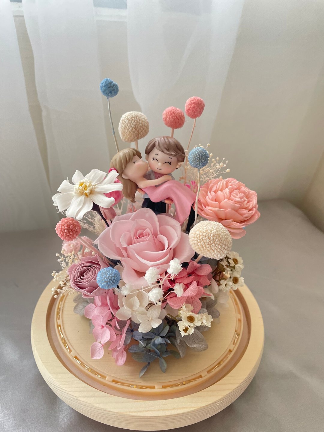 结婚 永生花花盅 夜灯  粉色系 赠送包装礼盒和提袋 - 干燥花/捧花 - 植物．花 