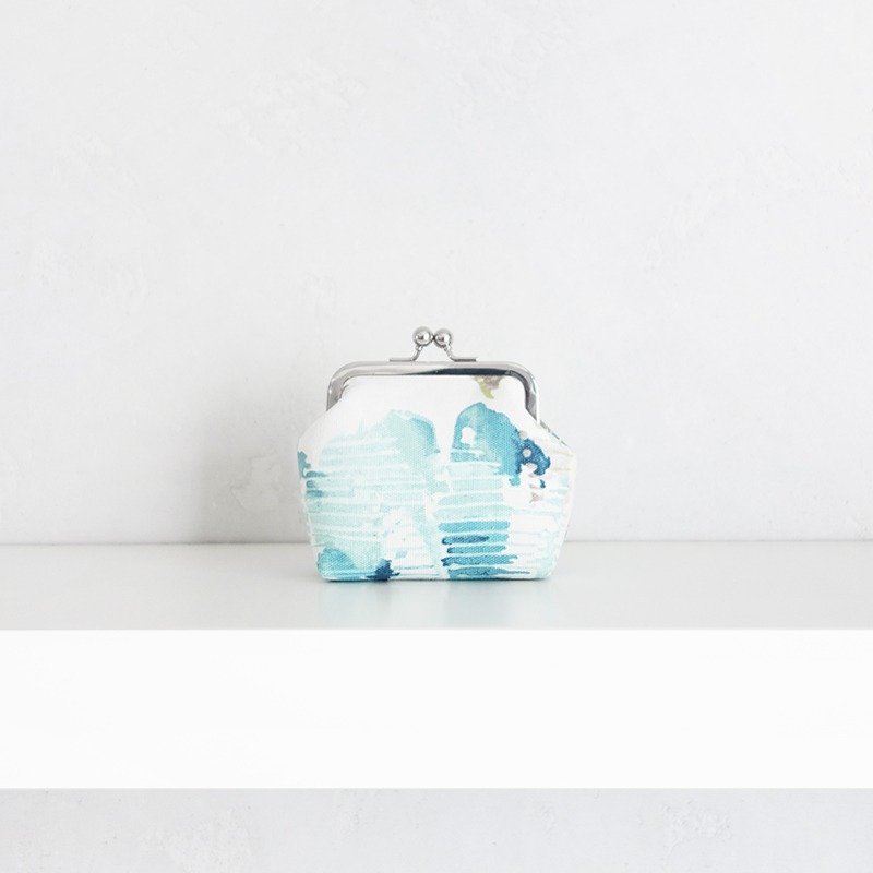 Iris 帆布零钱包 口金包 简约复古 生日 闺蜜交换 聖誕節禮物 - 零钱包 - 棉．麻 蓝色