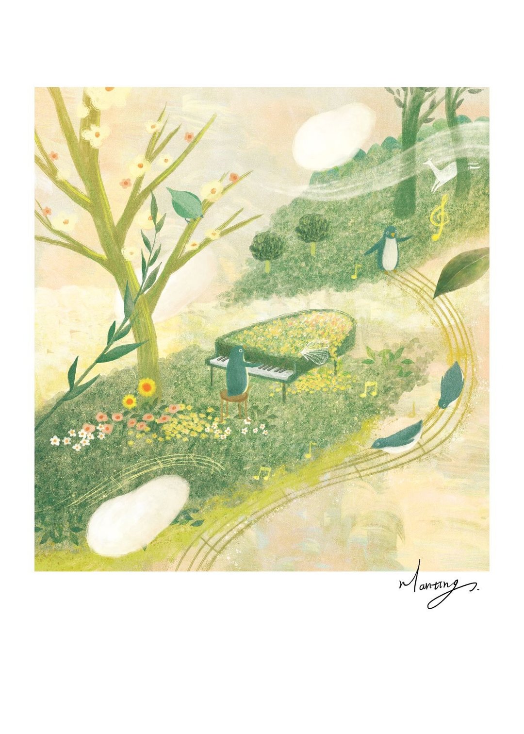 【暖心系插画】Manting | 音乐里的绿野幻想 - 海报/装饰画/版画 - 纸 