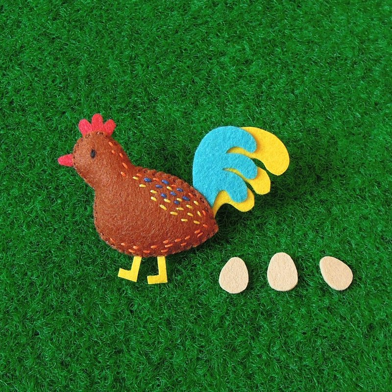 y星球_公鸡别针/磁铁 - 胸针 - 聚酯纤维 咖啡色