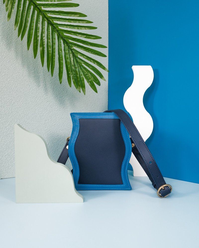 Wave Frame Small (土耳其蓝/深蓝) - 侧背包/斜挎包 - 真皮 蓝色