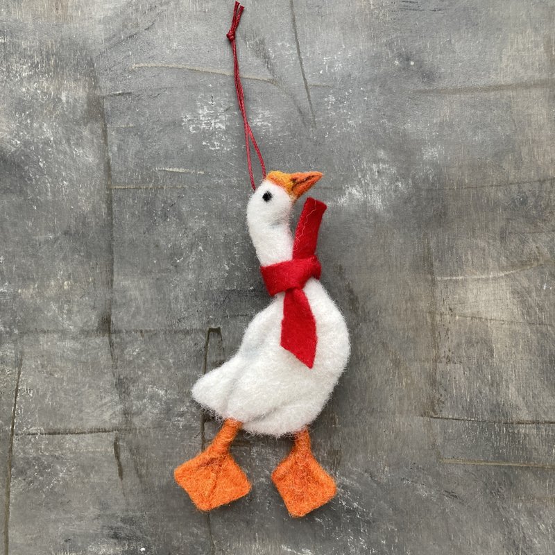 女士羊毛毡白鹅胸针饰品可爱小鸟别针首饰 - 胸针 - 羊毛 白色