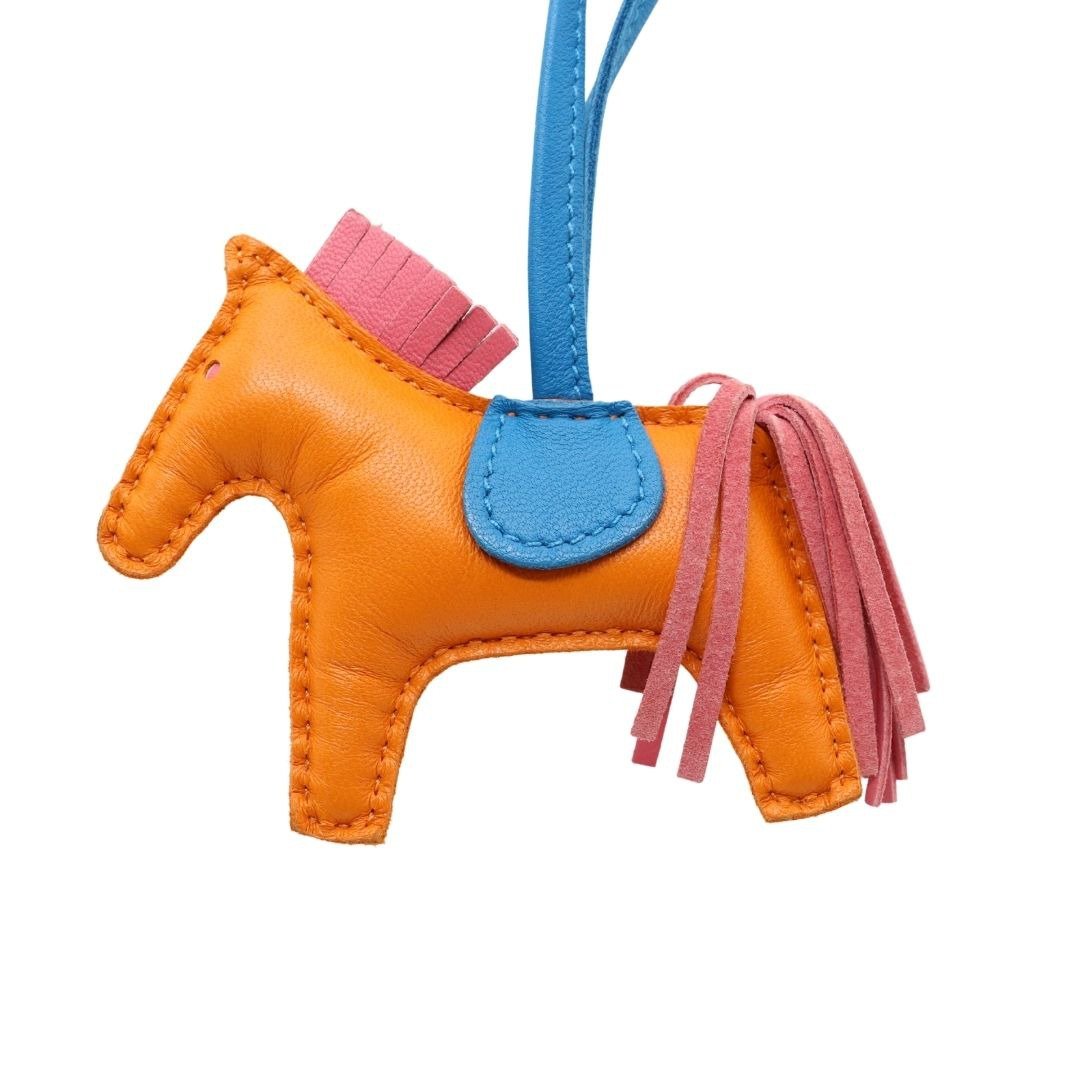 HERMÈS 罗德奥 PM 小羊皮 橘色罂粟花 蓝色桑吉巴 玫瑰粉红  وهو bag charm - 01162 - 其他 - 真皮 橘色