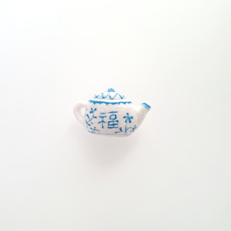 小茶壶  小茶福 羊毛毡 别针 - 徽章/别针 - 羊毛 多色