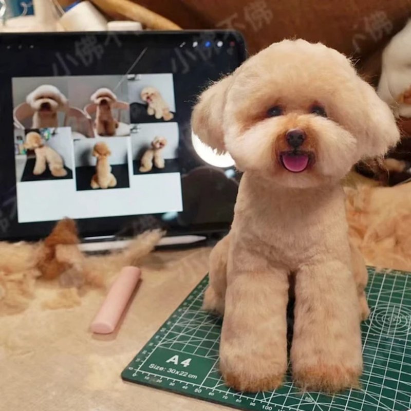 定制 逼真犬 毛孩 宠物 泰迪犬 羊毛毡 娃娃 似颜绘 纪念 狗狗 l1 - 玩具 - 羊毛 多色