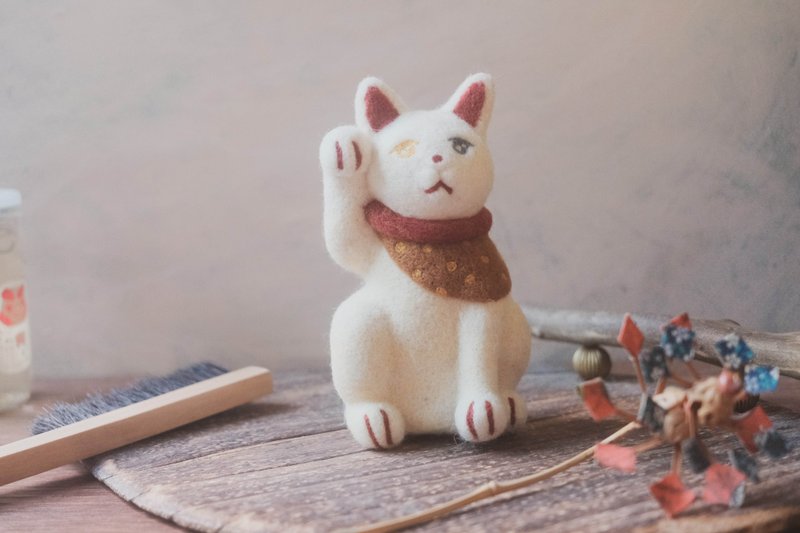 羊毛毡招财猫-雪丸 - 摆饰 - 羊毛 