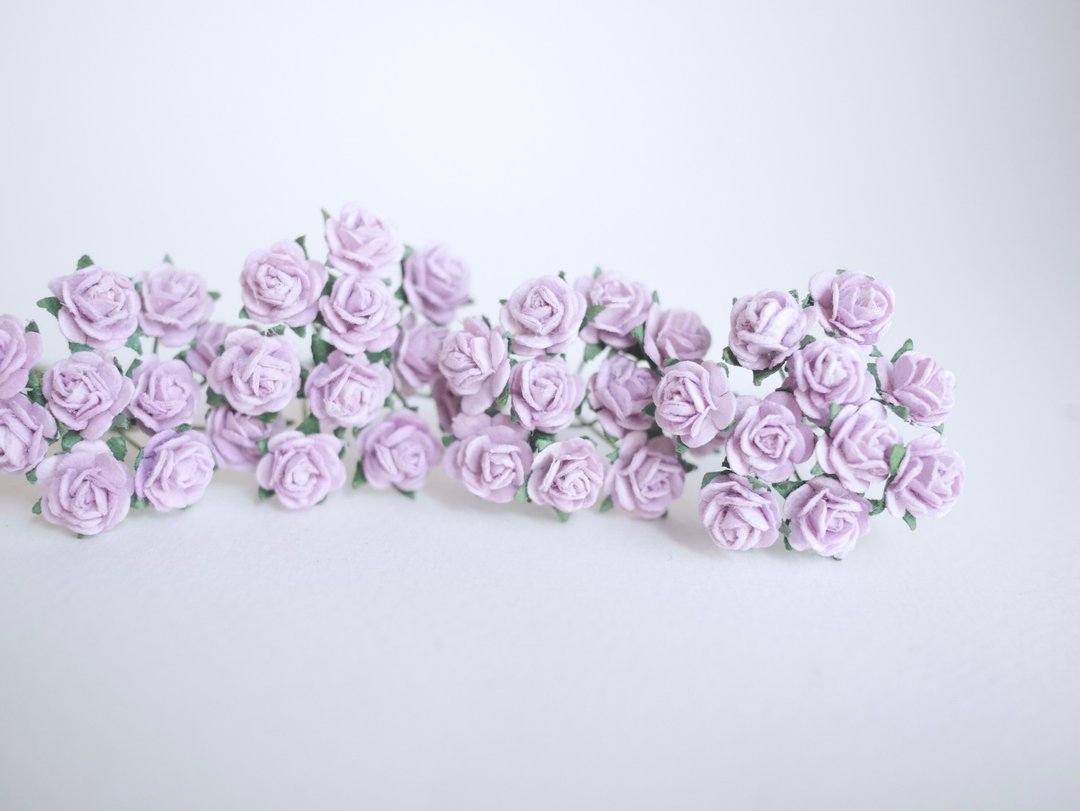 Paper Flower, DIY 100 pieces mulberry rose size 0.8 cm., pale purple colors. - 其他 - 纸 紫色