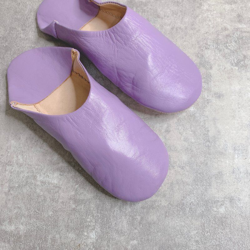 摩洛哥 babouche 室内拖鞋 极简 丁香紫 - 室内拖鞋 - 真皮 紫色