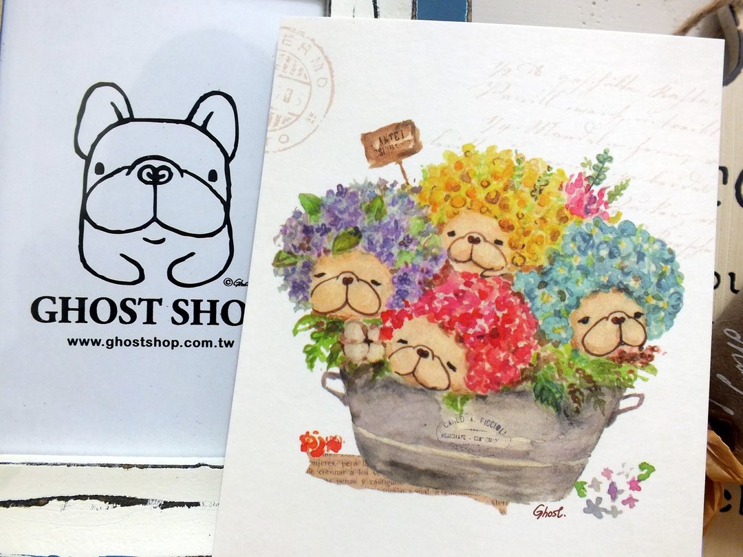 厚磅明信片-绣球花 - 卡片/明信片 - 纸 白色