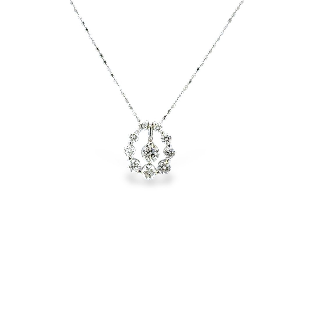 顶级18K白金 冰晶璀璨钻石链坠 - 项链 - 贵金属 