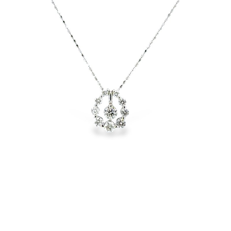 顶级18K白金 冰晶璀璨钻石链坠 - 项链 - 贵金属 