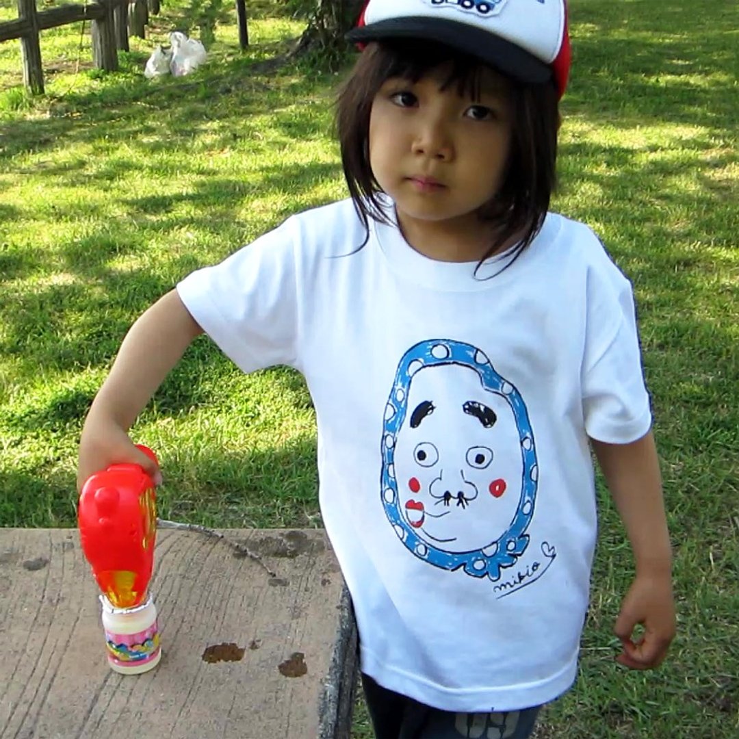 Hyottoko Kids T-shirt - 童装上衣 - 棉 白色