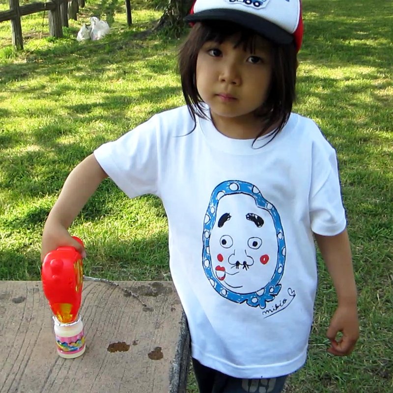 Hyottoko Kids T-shirt - 童装上衣 - 棉．麻 白色