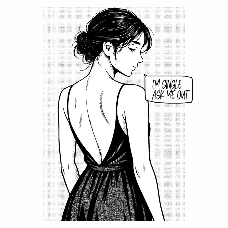 白色T恤 短袖 插图 送礼 幽默 搞笑礼物 I'M SINGLE. ASK ME OUT - 女装 T 恤 - 棉．麻 