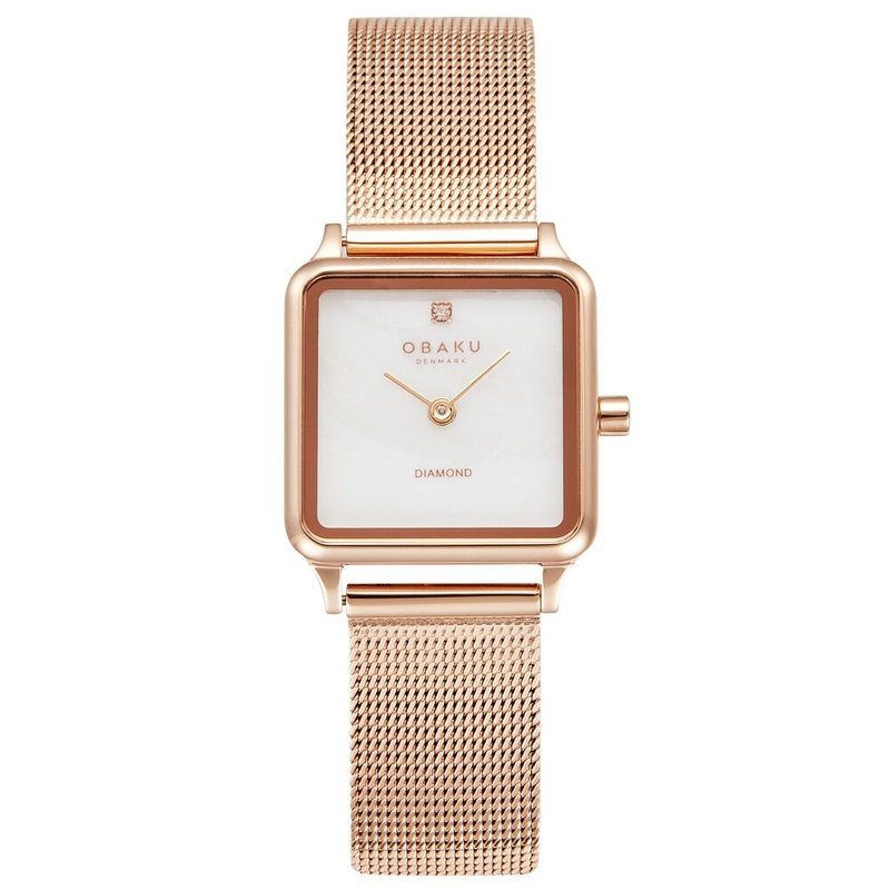 Obaku 经典方框设计都会时尚腕表-玫瑰金 (V301LXVWMV) - 女表 - 不锈钢 多色
