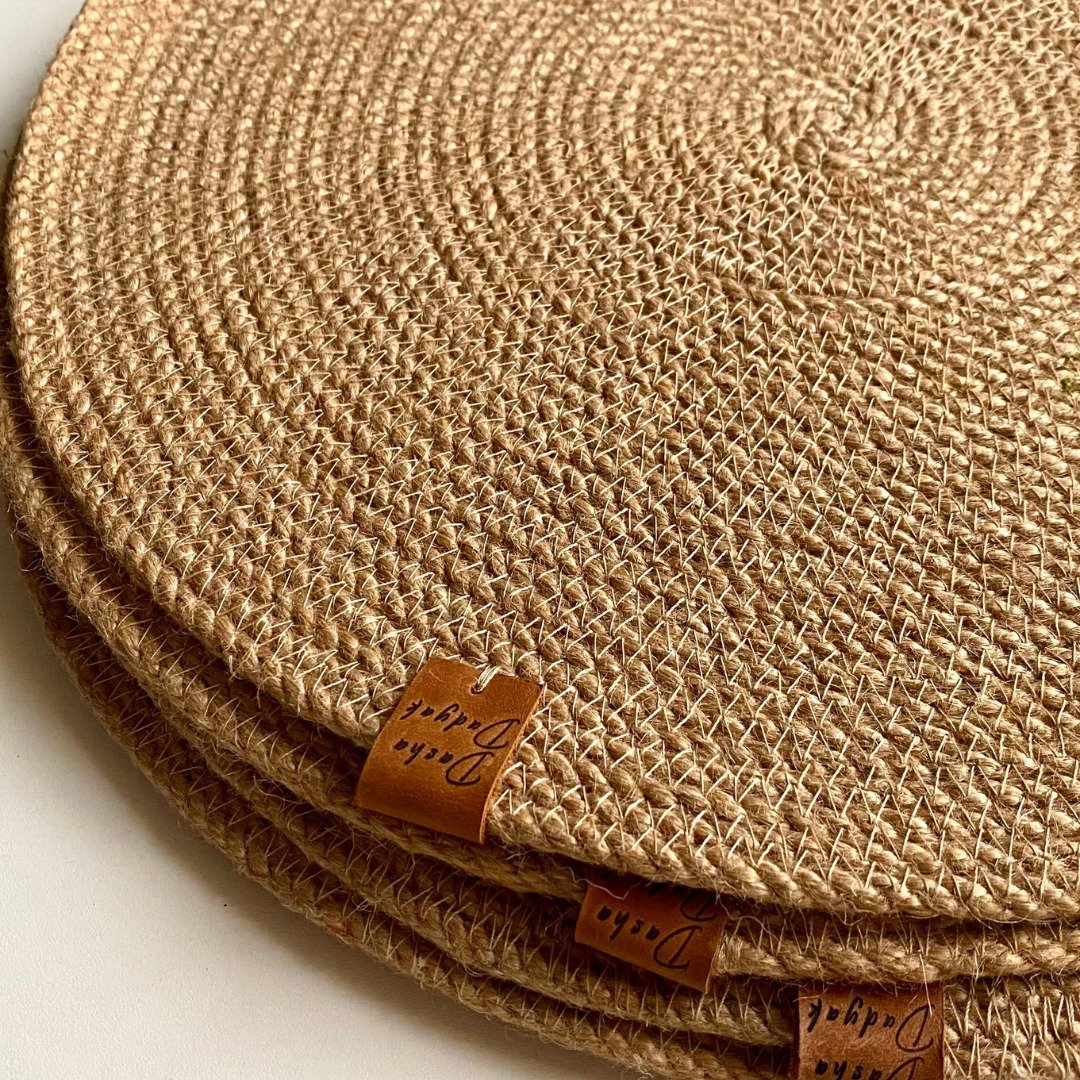 Round placemats Jute placemats Table mats set of 4 Natural placemats Pot Holder - 餐垫/桌巾 - 环保材料 