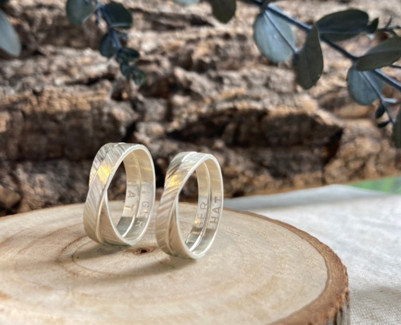 无限斜纹银戒 - 对戒 - 纯银 银色