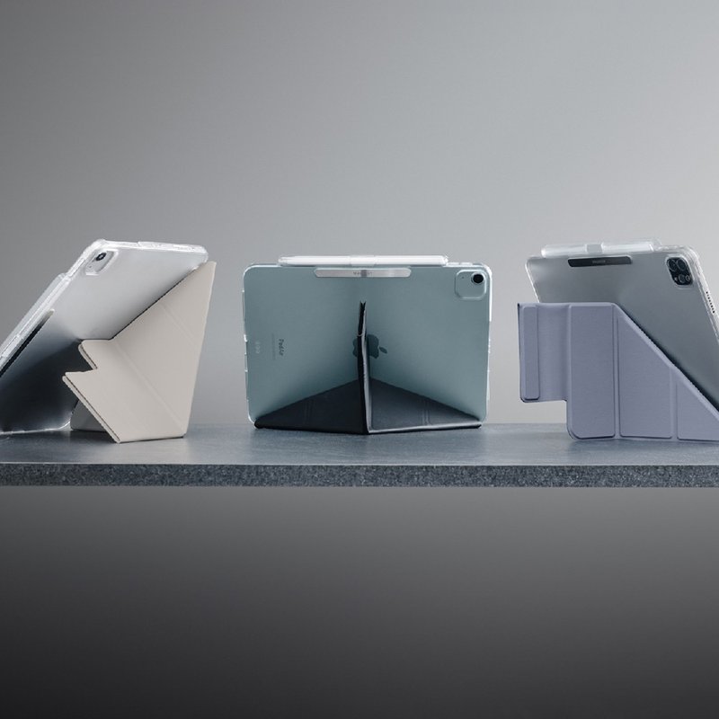 【适配2025最新】iPad Air/Pro Facet全方位支架透明保护套-笔槽 - 平板/电脑保护壳 - 人造皮革 