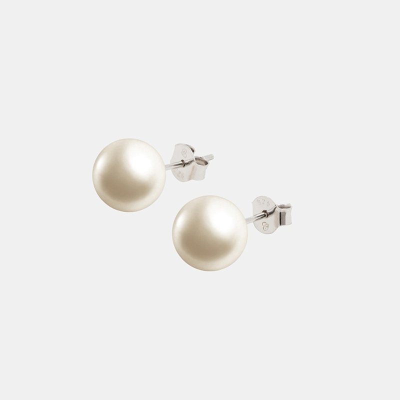 9MM淡水珍珠耳环 - 耳环/耳夹 - 纯银 银色