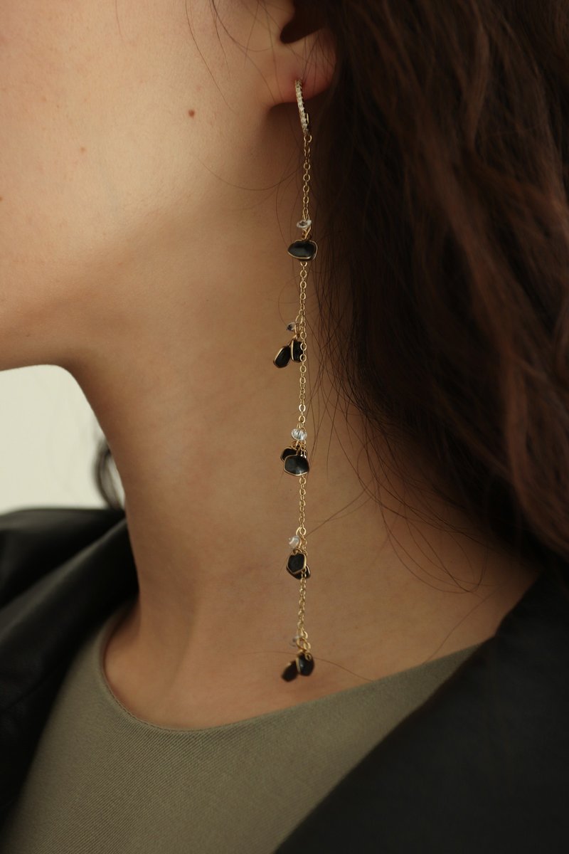 尽管漫漫长路/耳夹可 - 耳环/耳夹 - 树脂 黑色