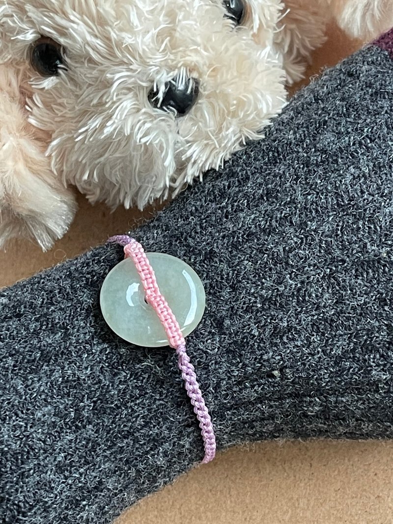 平安扣翡翠手环缅甸玉 无优化 天然A货翡翠 底质冰亮 - 手链/手环 - 玉石 