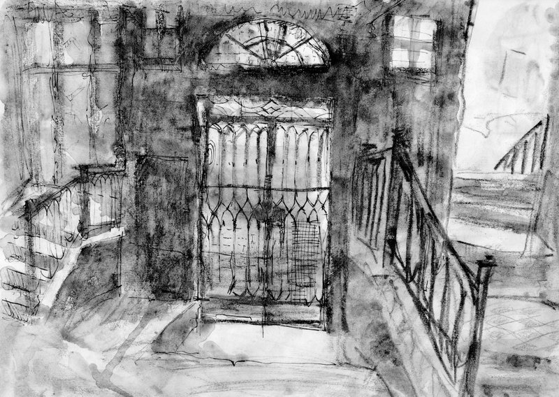 Liuyingchieh Venezia 意大利 威尼斯 旅行写生明信片 废弃铁门桥 - 卡片/明信片 - 纸 灰色